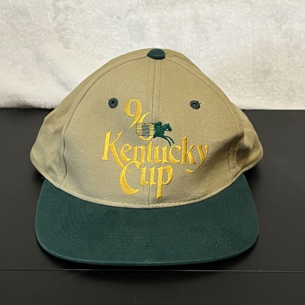 96 Kentucky Cup Snapback Baseball Hat Cap Embroidered Horse Racing Khaki Vintage